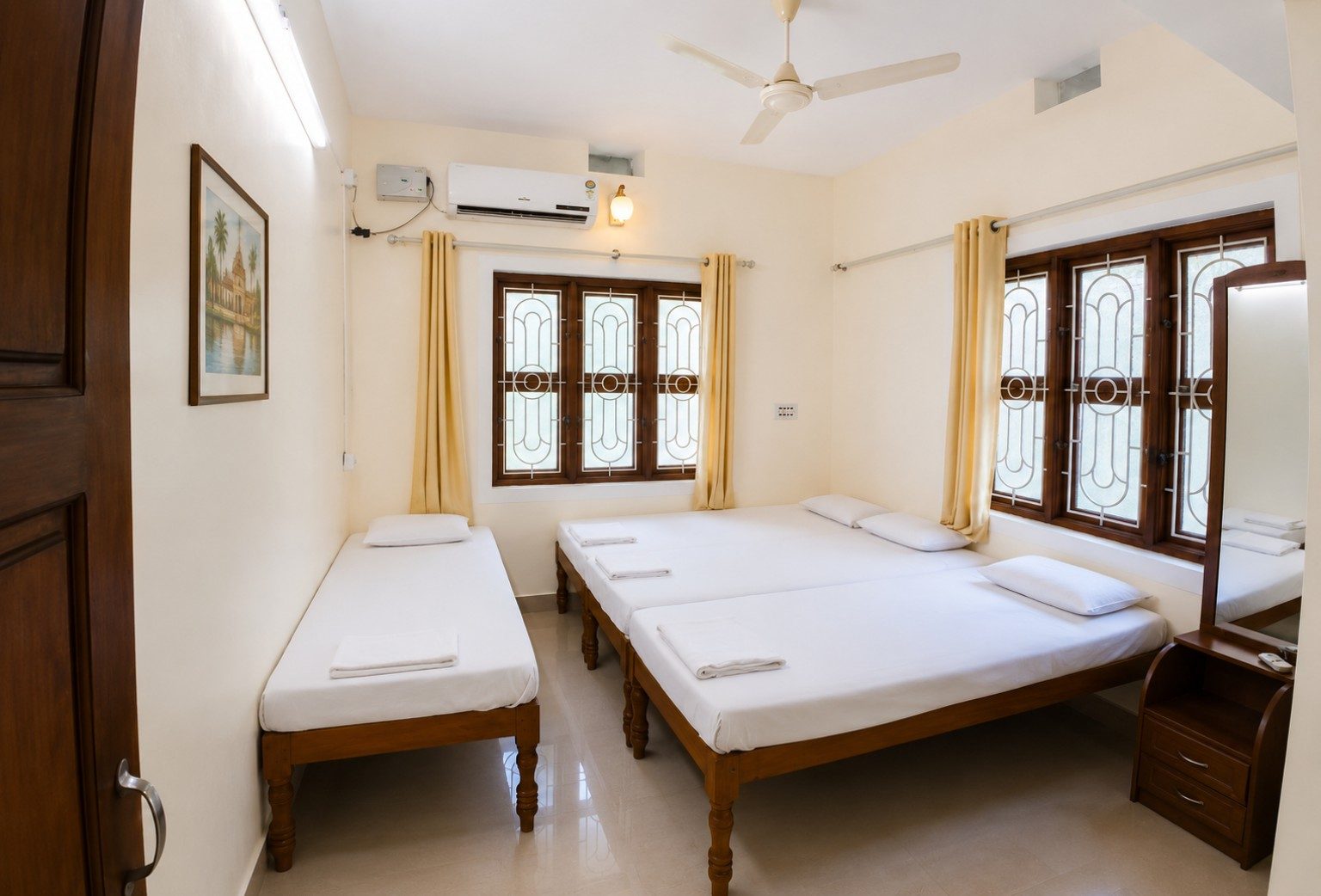 Lotus Apartment bedroom at Balakrishna Udupi Homestay